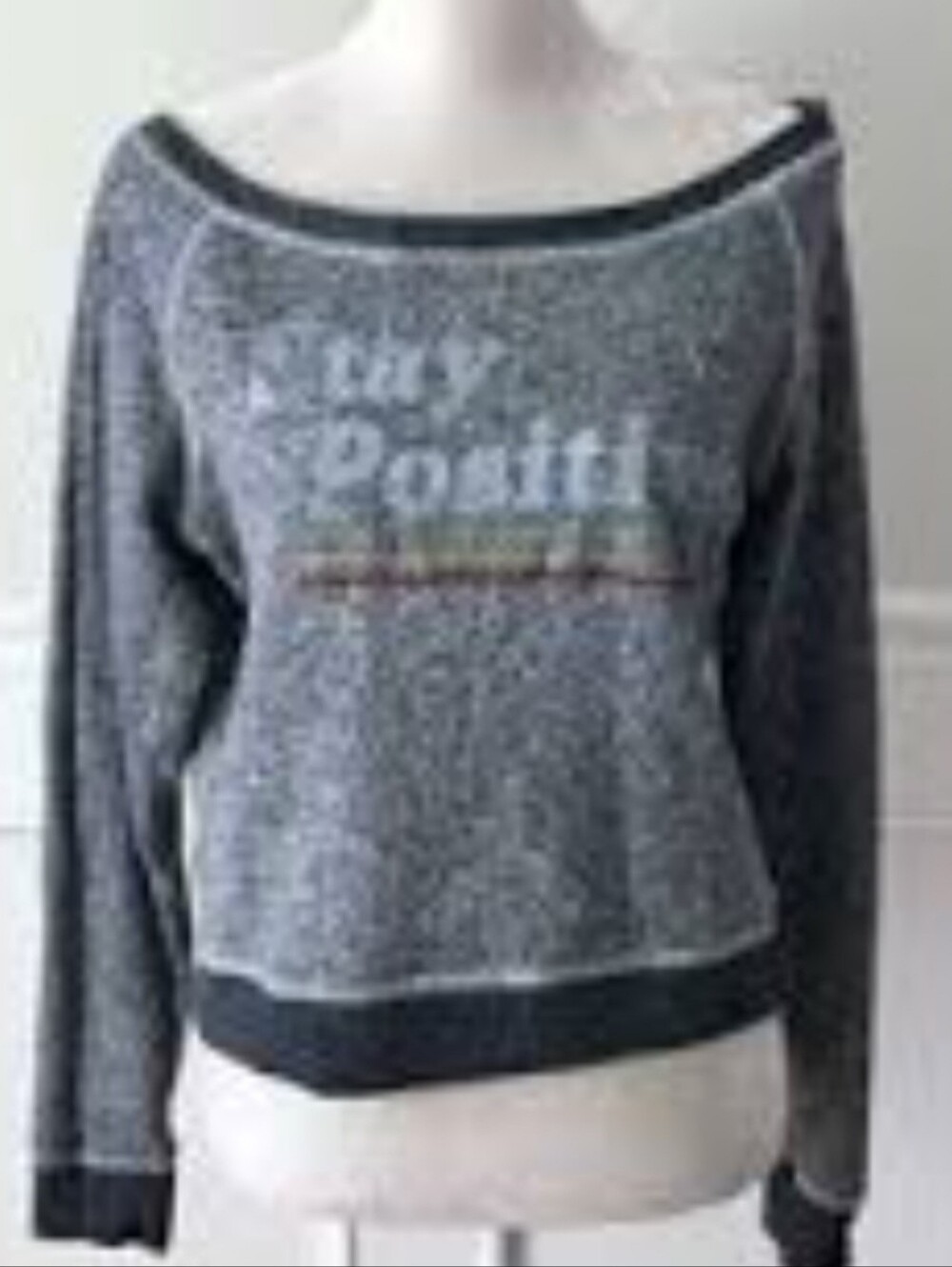 Gray Off-the-Shoulder Knit Sweatshirt - Casual Pullover